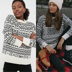 NWT Tuckernuck Charcoal and Cream Fair Isle Sandwick Pullover Sweater Size XL